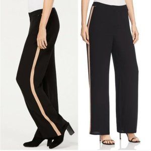 Eileen Fisher Silk Georgette Stripe Straight Crepe Pants | 6P